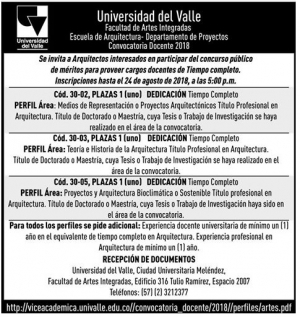 CONVOCATORIA DOCENTE 2018